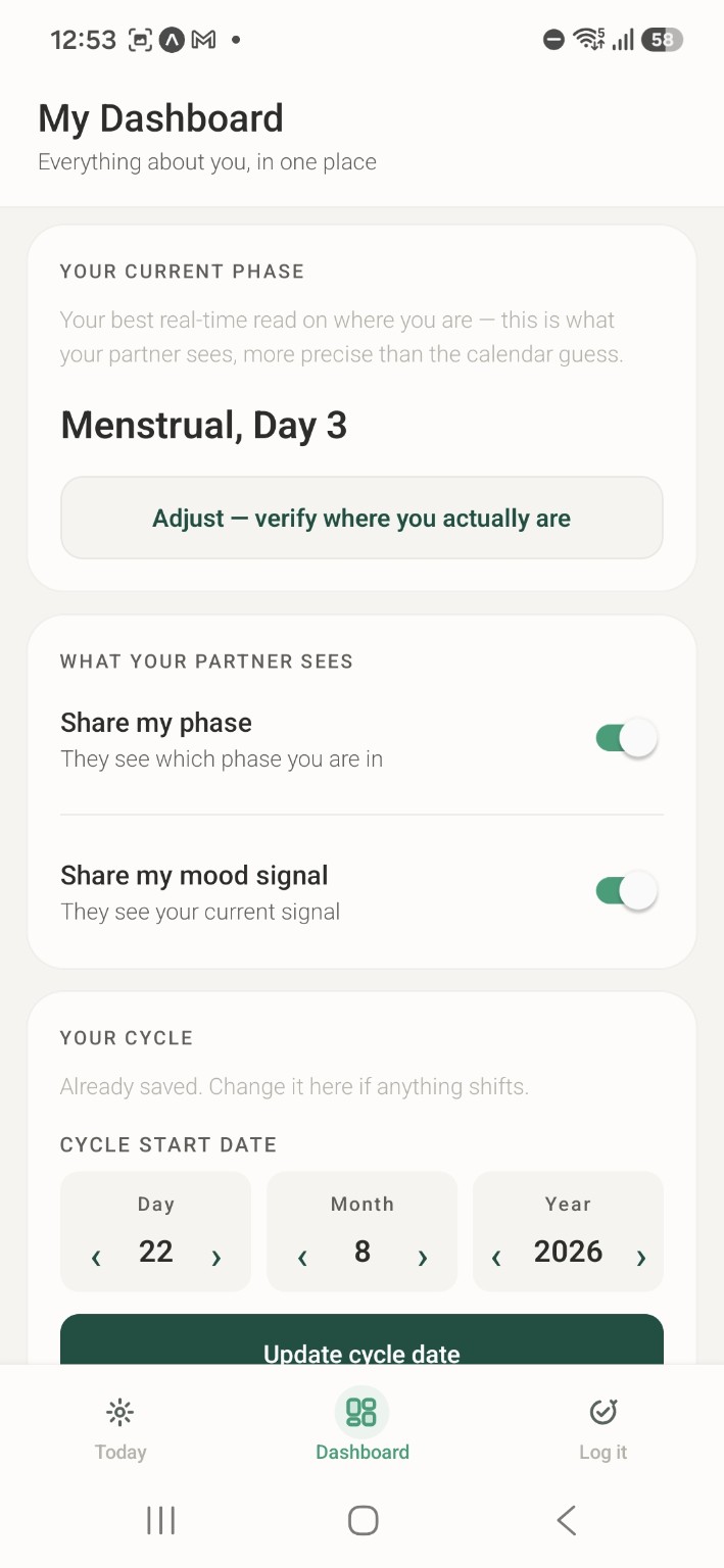 Real privacy and partner controls screen
